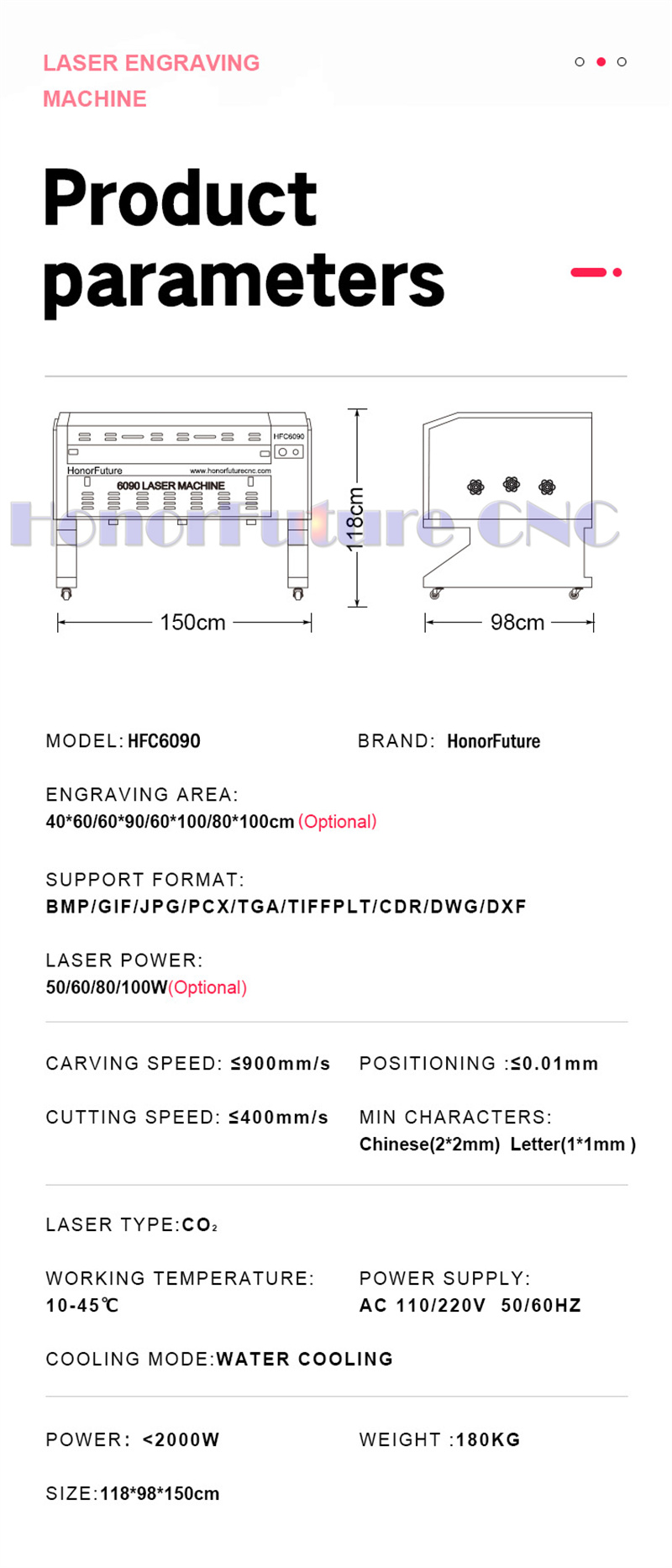 Ruida System Laser 6090/Laser 6090 Cutting Engraving Machine/Laser CO2 6090 Machine For Crystal 100W With Stepper Motor