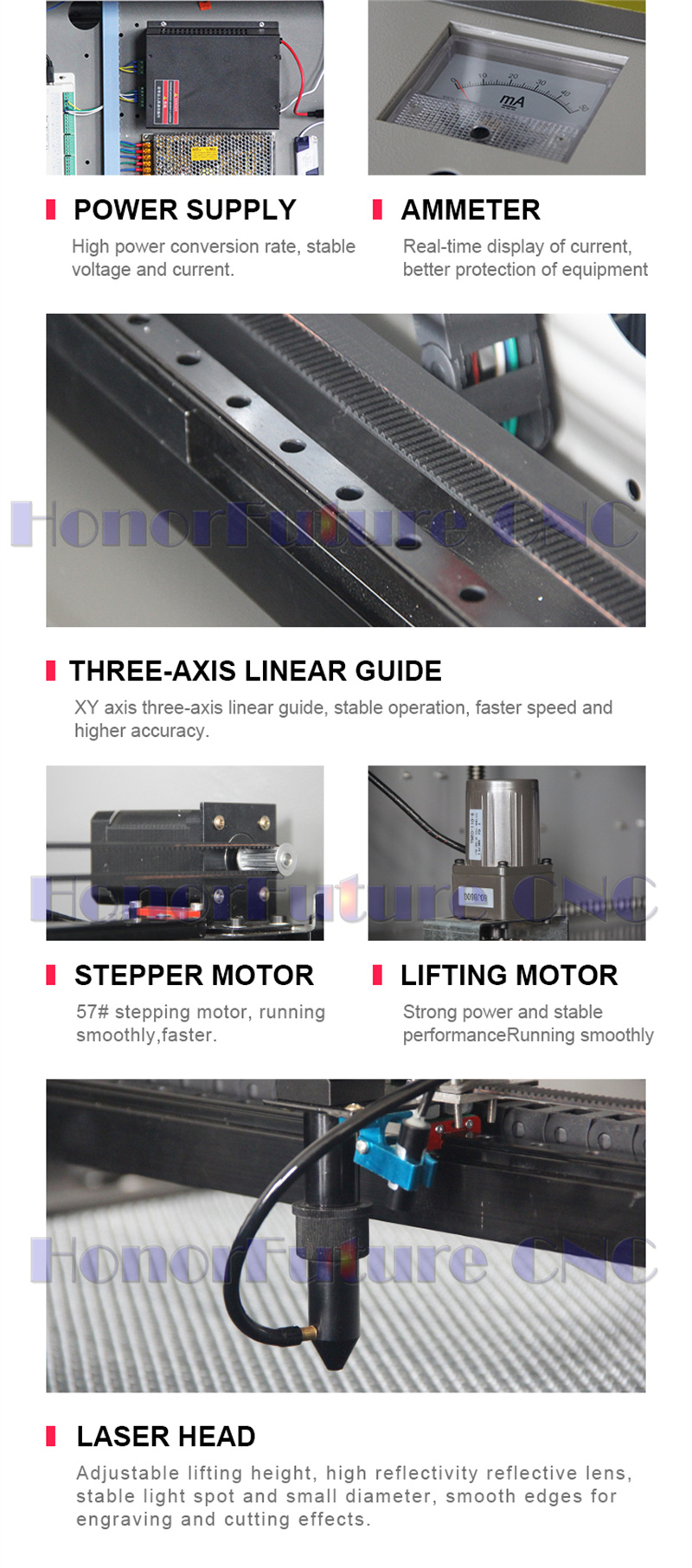 Ruida System Laser 6090/Laser 6090 Cutting Engraving Machine/Laser CO2 6090 Machine For Crystal 100W With Stepper Motor