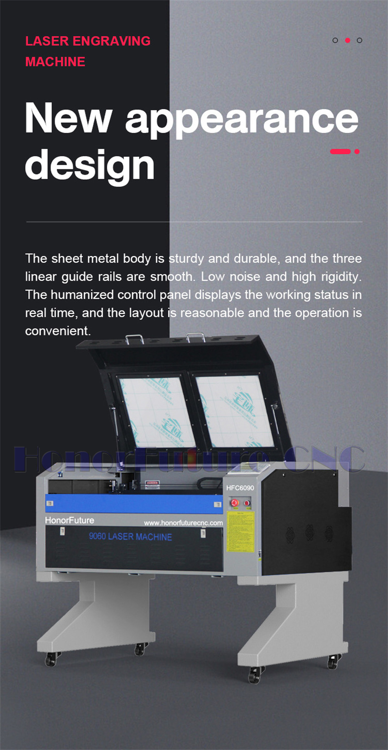 Ruida System Laser 6090/Laser 6090 Cutting Engraving Machine/Laser CO2 6090 Machine For Crystal 100W With Stepper Motor