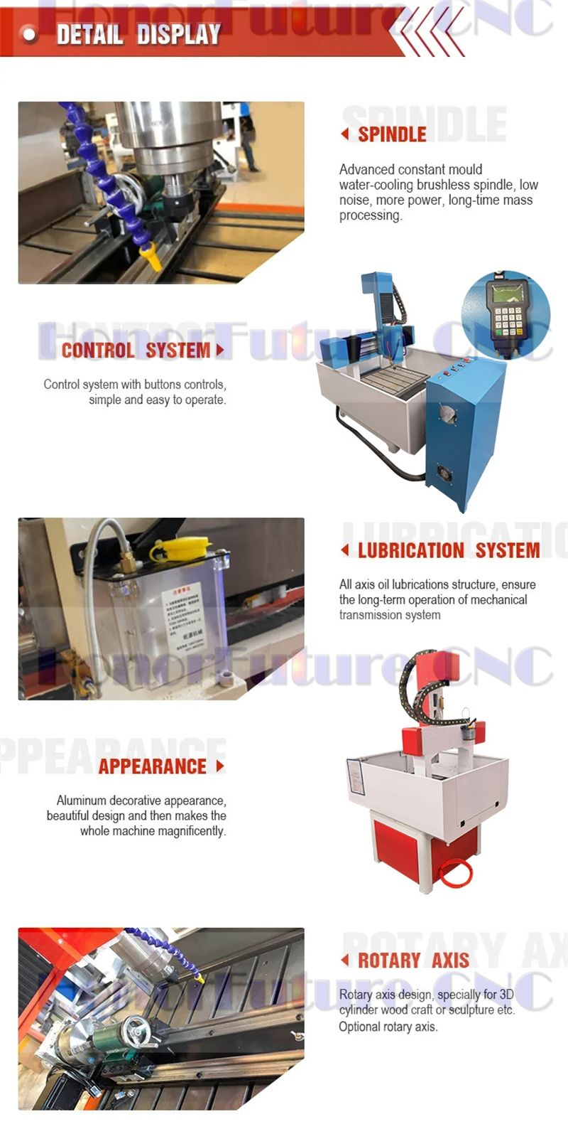 Jinan HonorFuture 3 Axis 4040 Moulds Cnc Router Moulding Milling Machine
